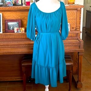 Ella Moss Ruffle Dress Size M Turquoise